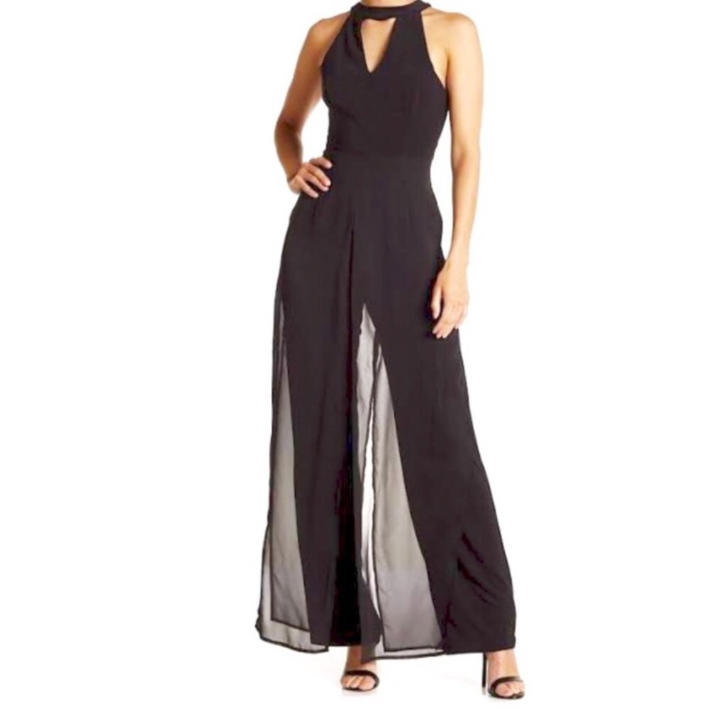 Marina Halter Keyhole Cutout Dressy Jumpsuit